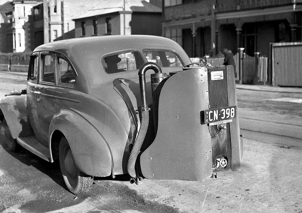 1941 Coal Burner attached to Car in Melbourne Victoria